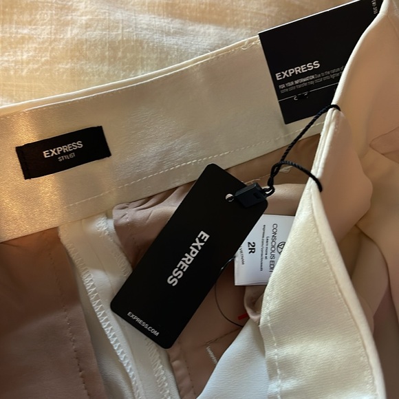 NWT Express White Wide Leg Trousers Cream Size 2R - Picture 10 of 11